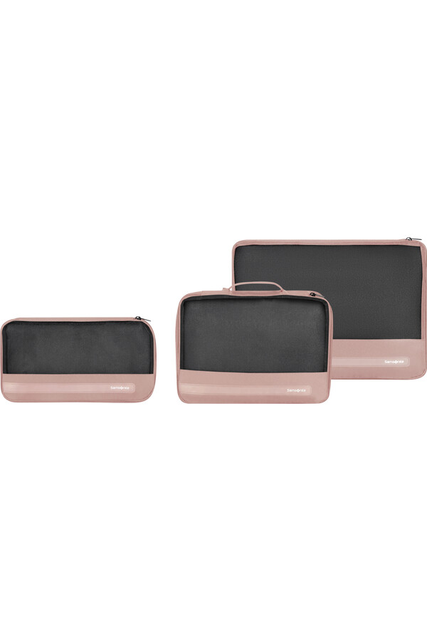 conjunto de 3 organizadores de mala ta revolution na cor rosa.