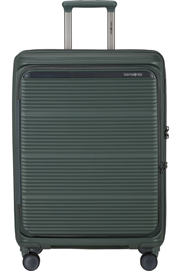 mala paralux spinner expansível 4 rodas 67cm verde oliva