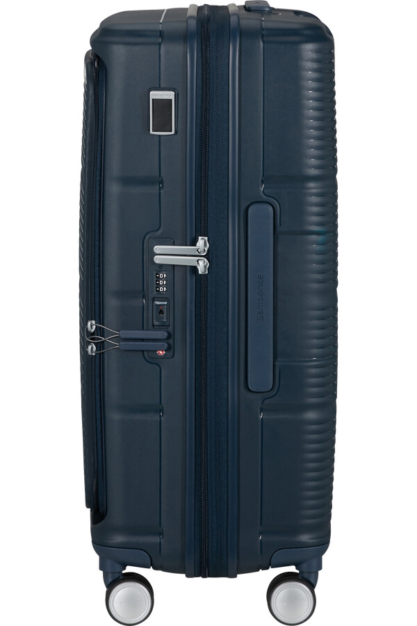 mala paralux spinner expansível 4 rodas 67cm azul marinho