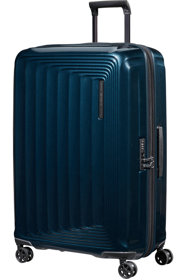 carrinho nuon spinner expansível 4 rodas 75cm azul metálico escuro