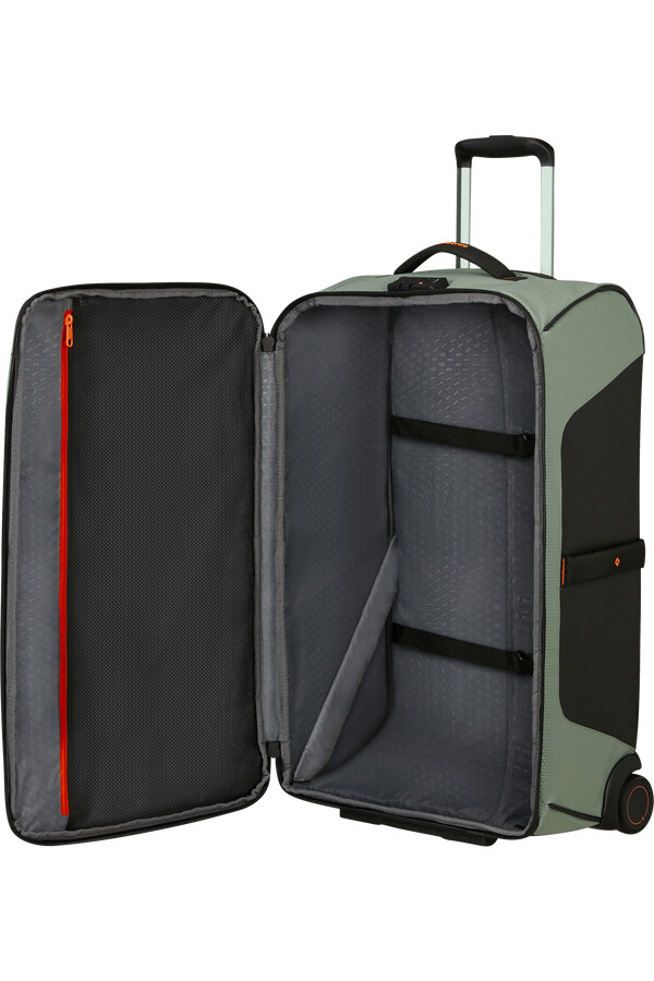 mochila ecodiver com rodas 67 cm cor verde-sálvia claro.
