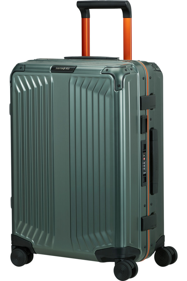 mala lite-box alu spinner 4 rodas 55cm verde sálvialaranja