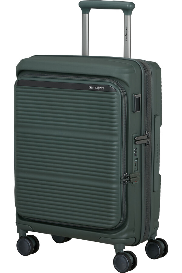 mala paralux spinner expansível 4 rodas 55cm verde oliva