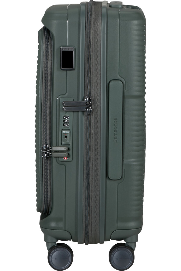 mala paralux spinner expansível 4 rodas 55cm verde oliva