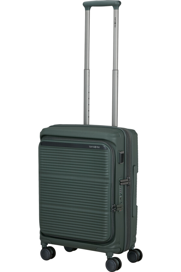 mala paralux spinner expansível 4 rodas 55cm verde oliva
