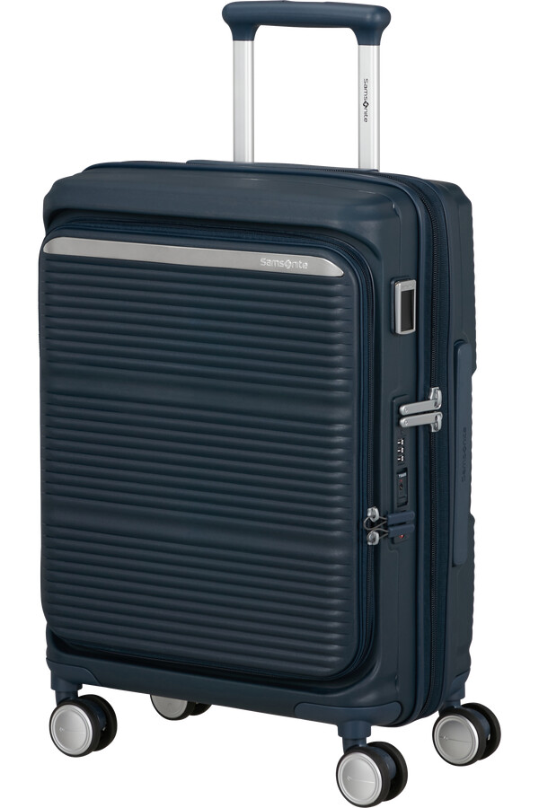 mala paralux spinner expansível 4 rodas 55cm azul marinho