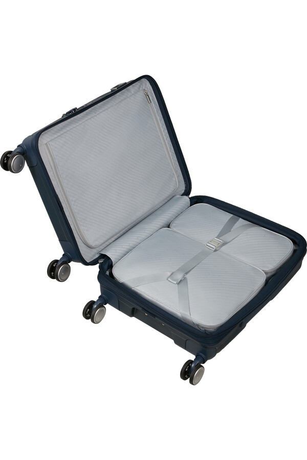 mala paralux spinner expansível 4 rodas 55cm azul marinho
