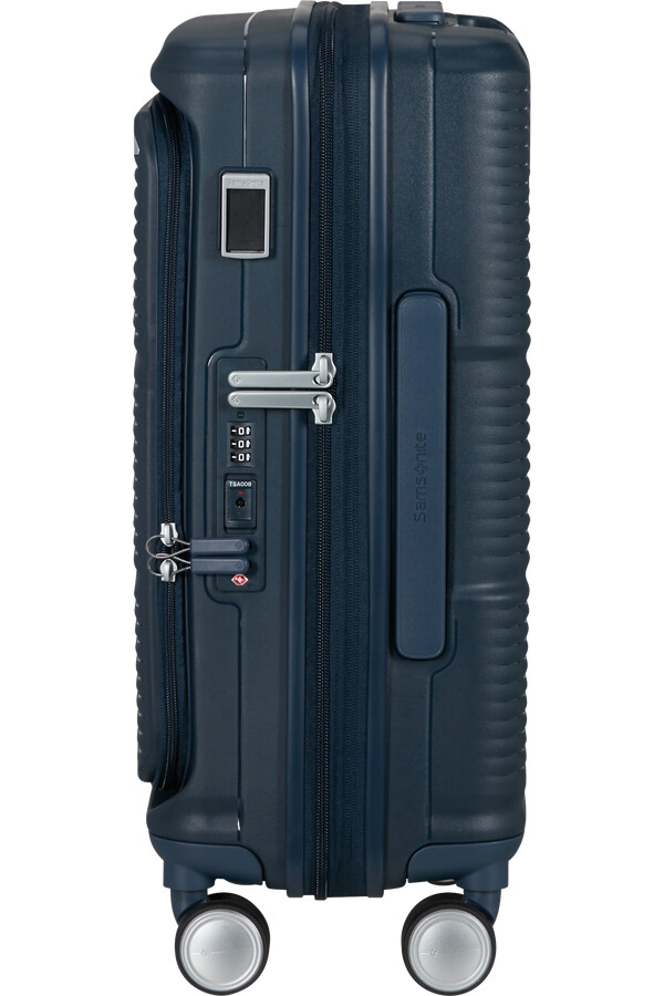 mala paralux spinner expansível 4 rodas 55cm azul marinho