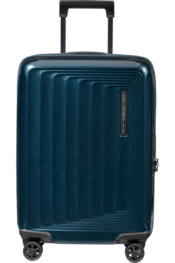 carrinho nuon spinner expansível 4 rodas 55cm azul metálico escuro