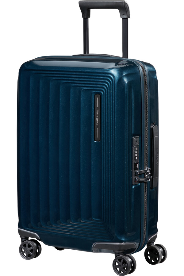 carrinho nuon spinner expansível 4 rodas 55cm azul metálico escuro