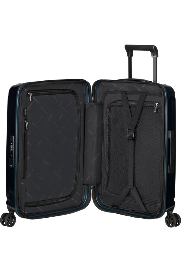 carrinho nuon spinner expansível 4 rodas 55cm azul metálico escuro