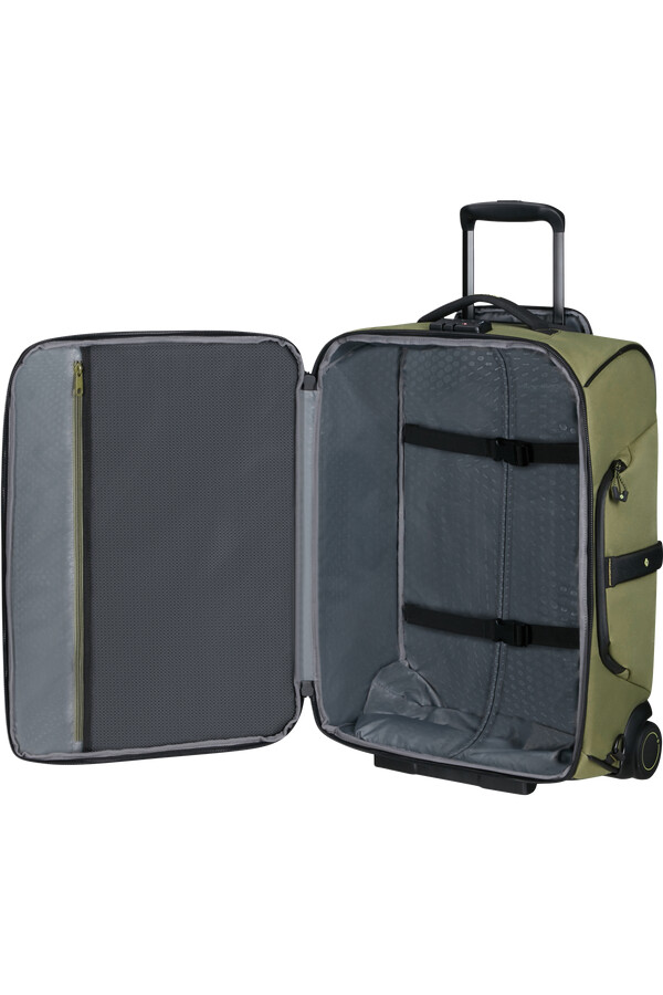 mochilamala de viagem ecodiver com rodas 55 cm cor wasabi encerado.