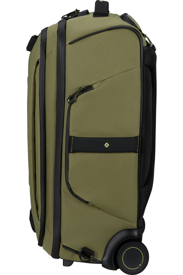 mochilamala de viagem ecodiver com rodas 55 cm cor wasabi encerado.