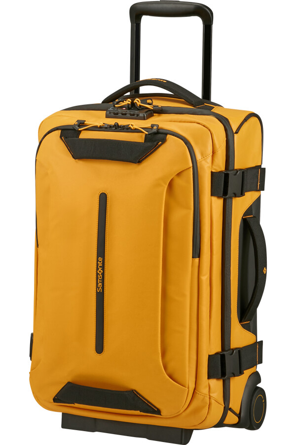 mala ecodiver com rodas e estrutura dupla de 55 cm amarela.