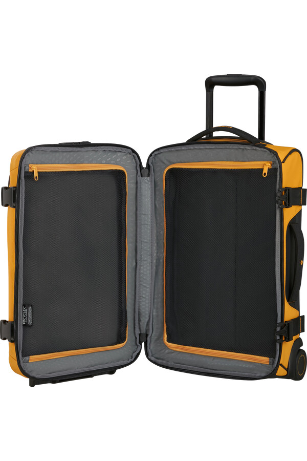 mala ecodiver com rodas e estrutura dupla de 55 cm amarela.