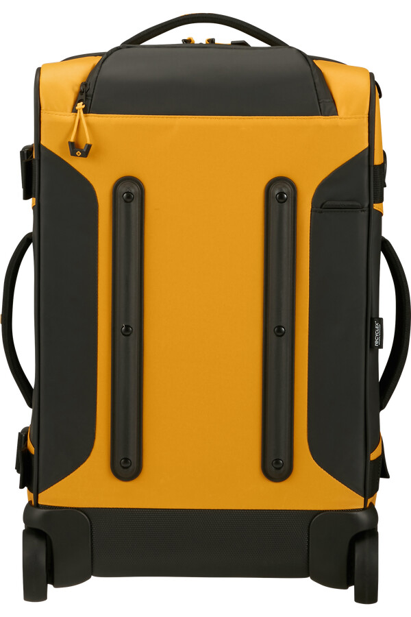 mala ecodiver com rodas e estrutura dupla de 55 cm amarela.