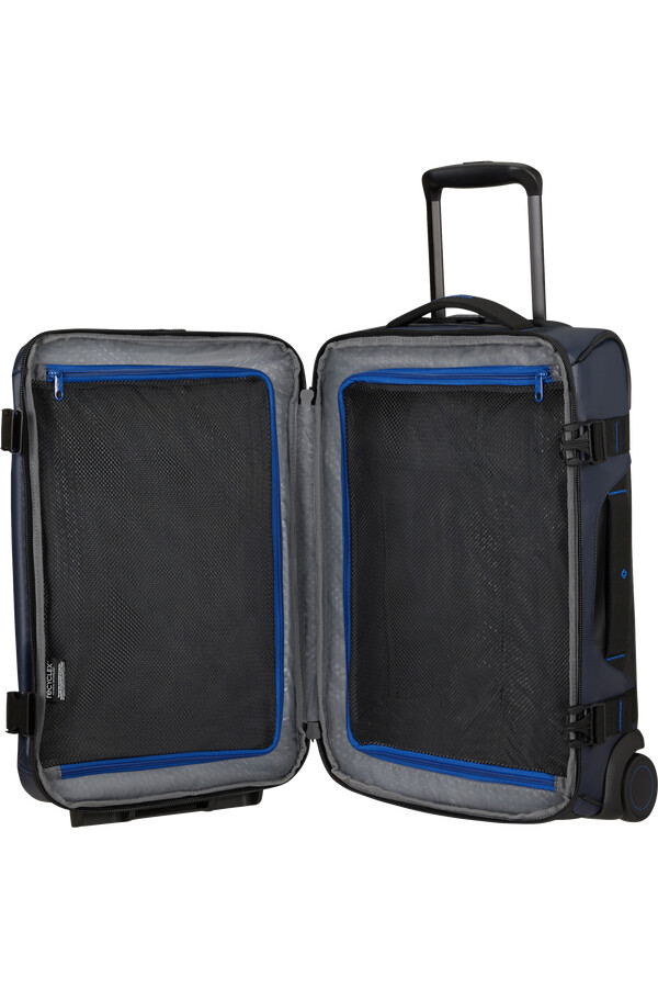 mochila ecodiver com rodas e estrutura dupla de 55 cm na cor azul noites.