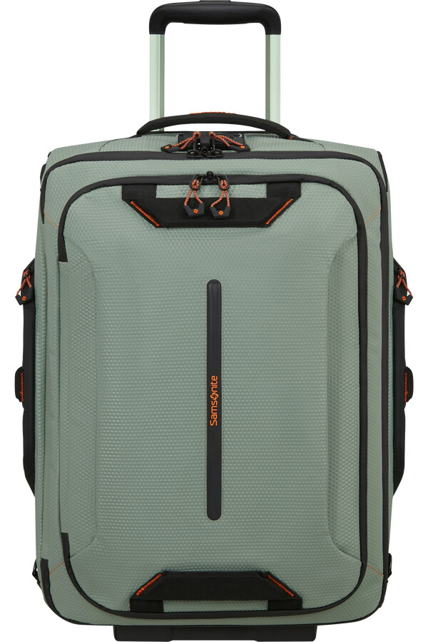 mochilamala de viagem ecodiver com rodas 55 cm cor verde-sálvia claro.