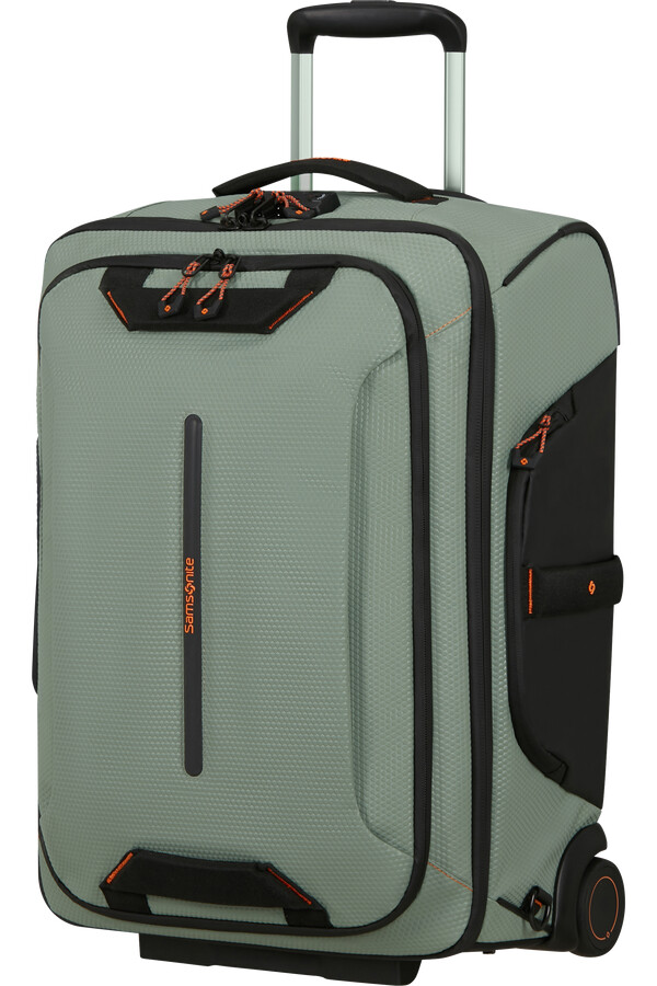 mochilamala de viagem ecodiver com rodas 55 cm cor verde-sálvia claro.
