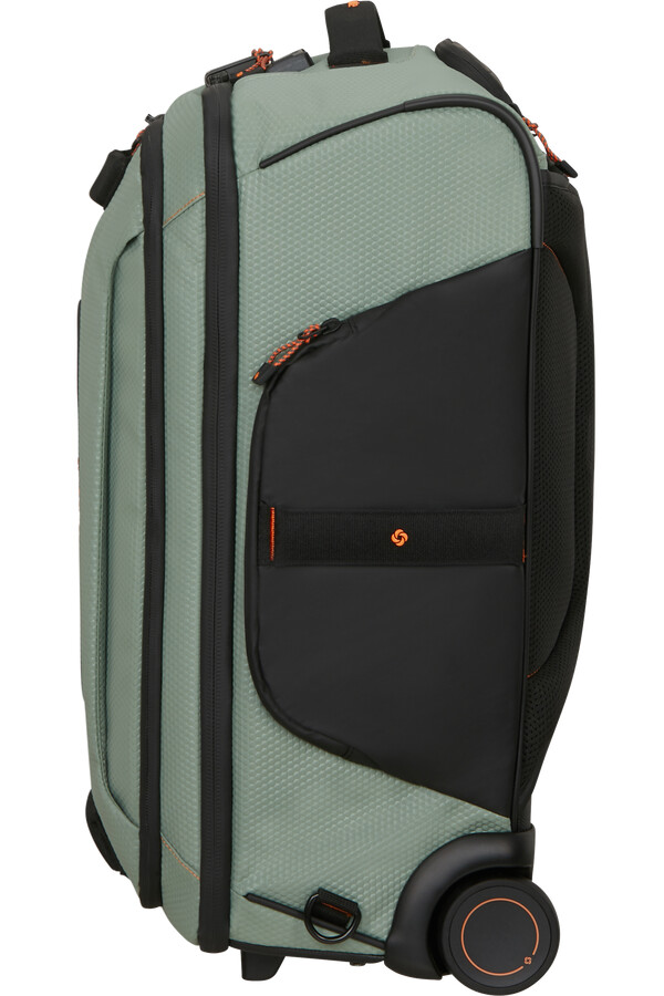 mochilamala de viagem ecodiver com rodas 55 cm cor verde-sálvia claro.