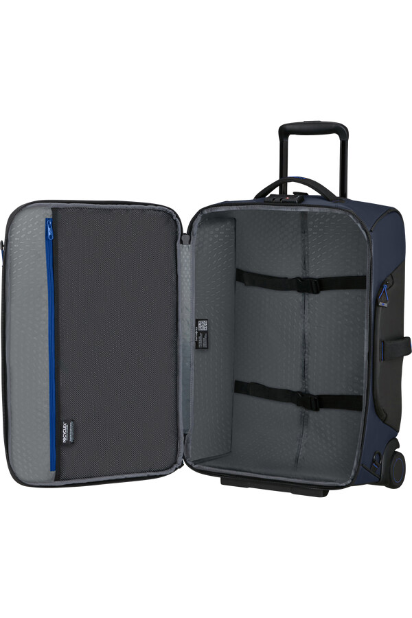 mochilamala de viagem ecodiver com rodas 55 cm cor azul noites.